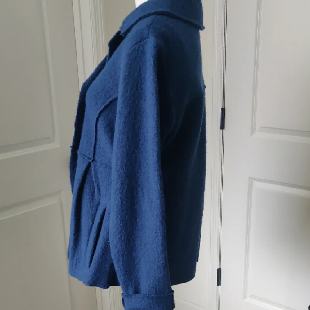 Monterey Bay 100% Wool Women's Blue Double-Breasted Jacket Sz 10